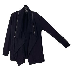 nwot SABA Coat Jacket Cardigan XS Black,Open,2-Zip-Collar,Pockets